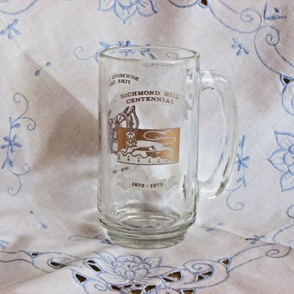 1973 Richmond Hill Fire Department Glass Beer Mug Centennial Vintage - Picture 3 of 6